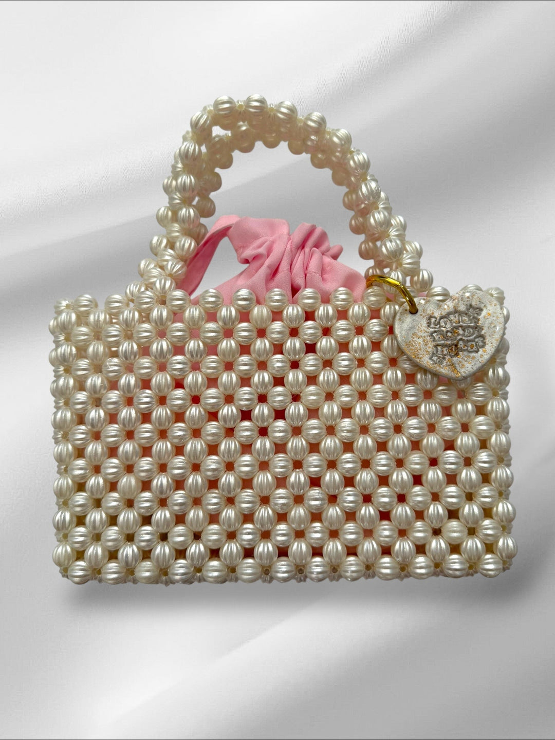 Pearlescent Hand Bag Purses Love Hand and Heart 