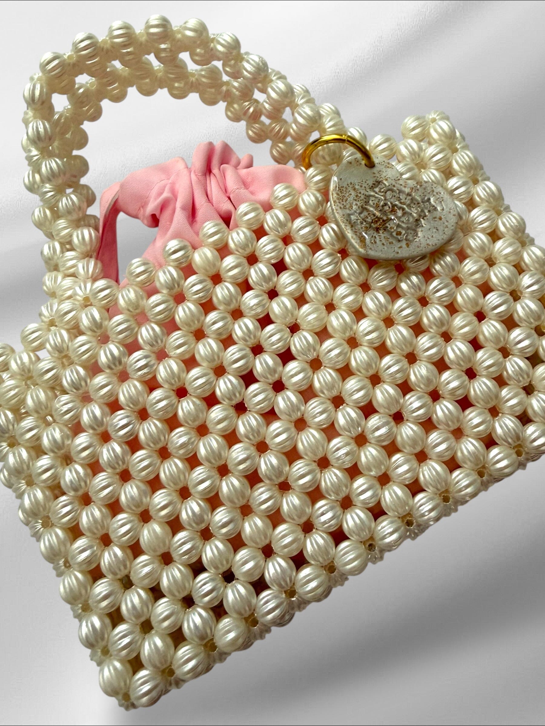 Pearlescent Hand Bag Purses Love Hand and Heart 