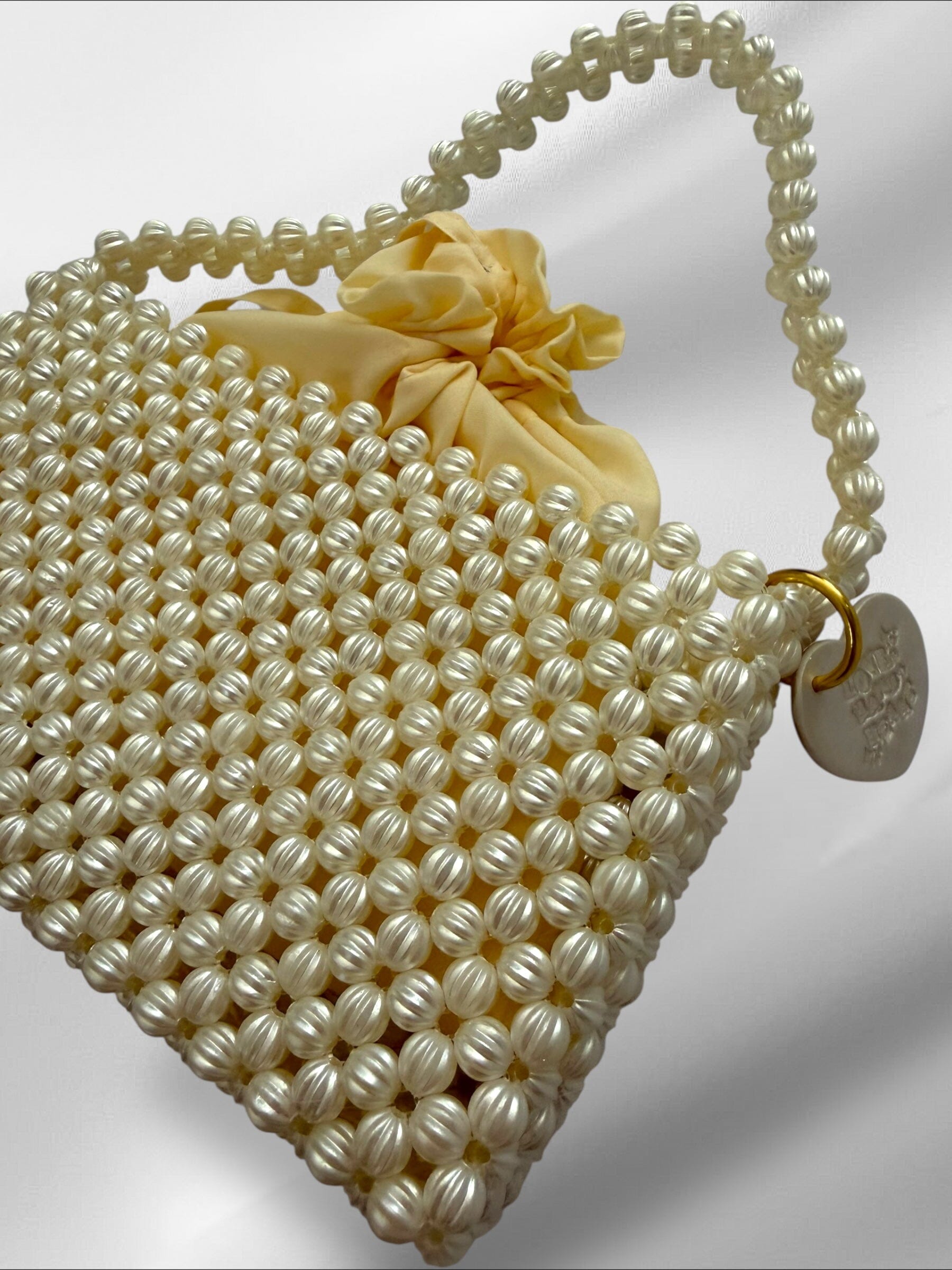 Pearlescent Shoulder Bead Bag Purses Love Hand and Heart 