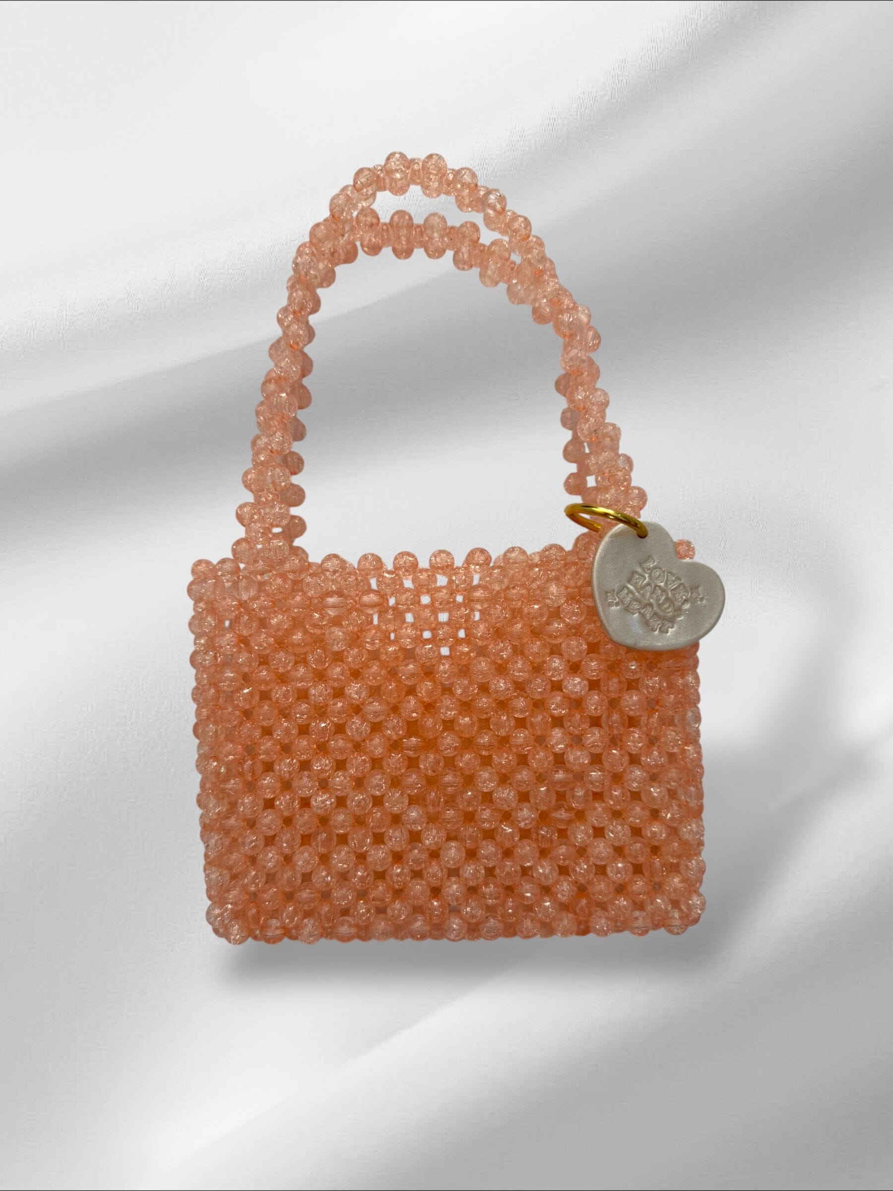 Pink Glitter Bead Bag Purses Love Hand and Heart 