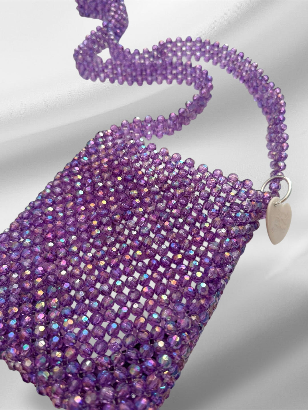 Purple Bejeweled Crossbody Bag Purses Love Hand and Heart 