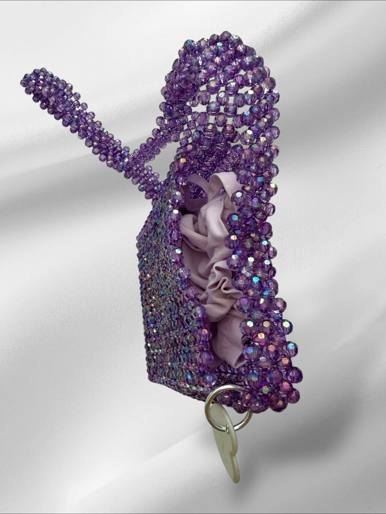 Purple Bejeweled Crossbody Bag Purses Love Hand and Heart 