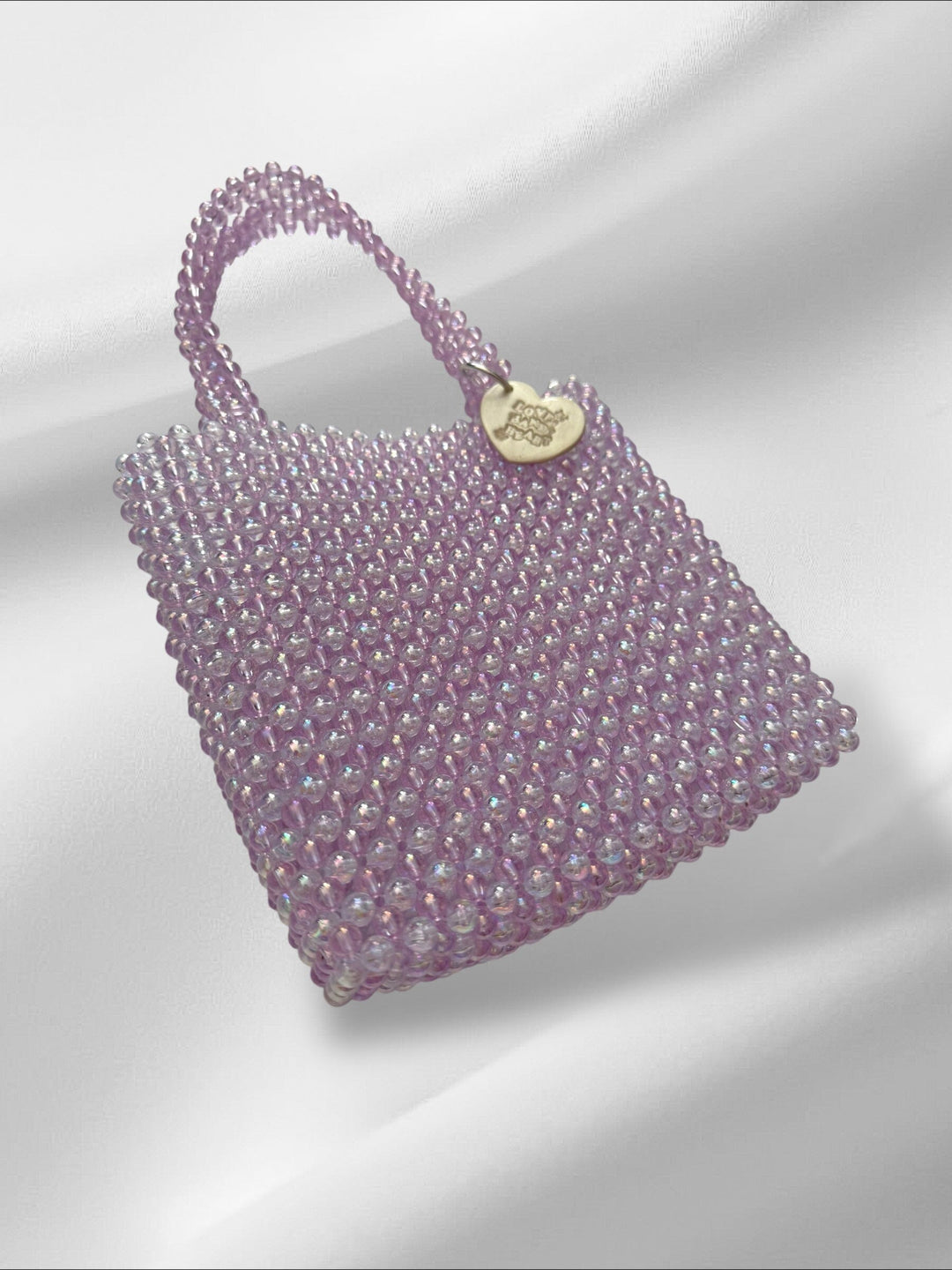 Striped Clear Lilac Bag Purses Love Hand and Heart 