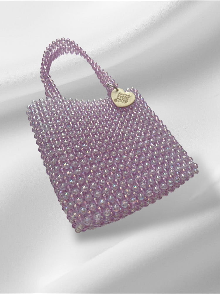 Striped Clear Lilac Bag Purses Love Hand and Heart 