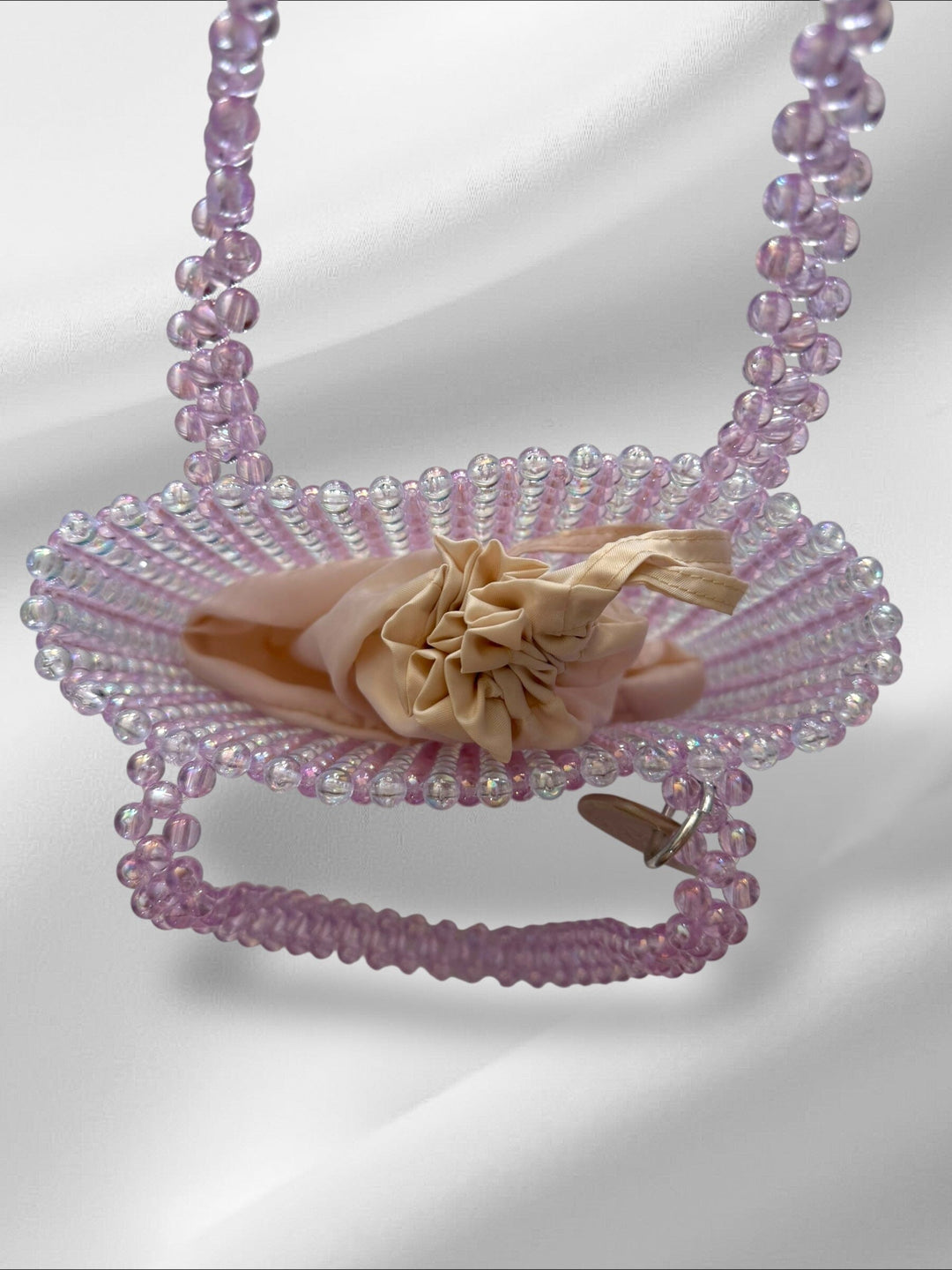 Striped Clear Lilac Bag Purses Love Hand and Heart 