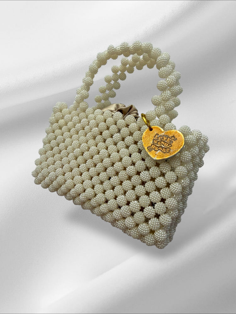 Textured Beaded Ball Bag Purses Love Hand and Heart 