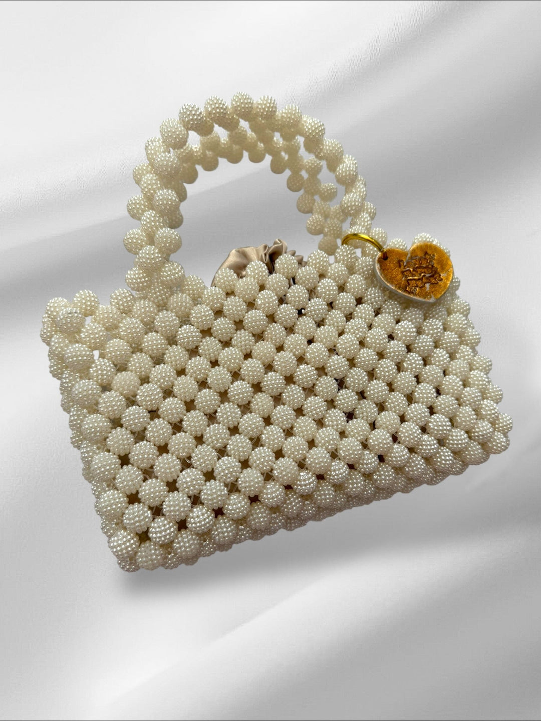 Textured Beaded Ball Bag Purses Love Hand and Heart 