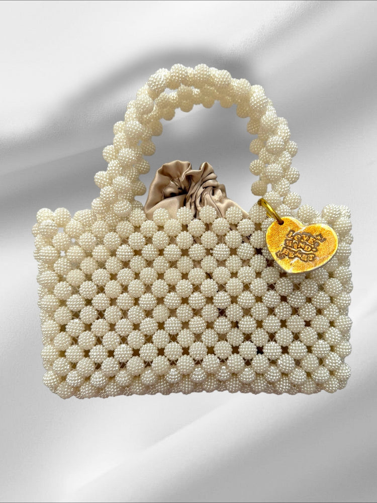 Textured Beaded Ball Bag Purses Love Hand and Heart 