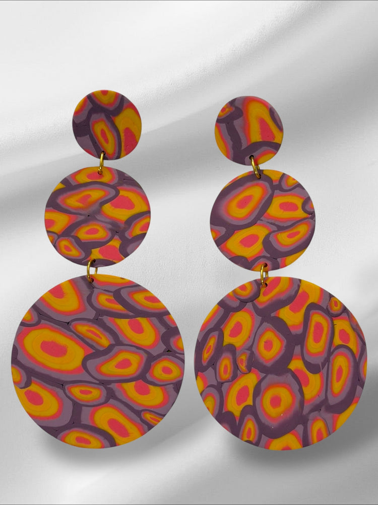 XL Aura Glow Signatures in Purple Earrings Love Hand and Heart 