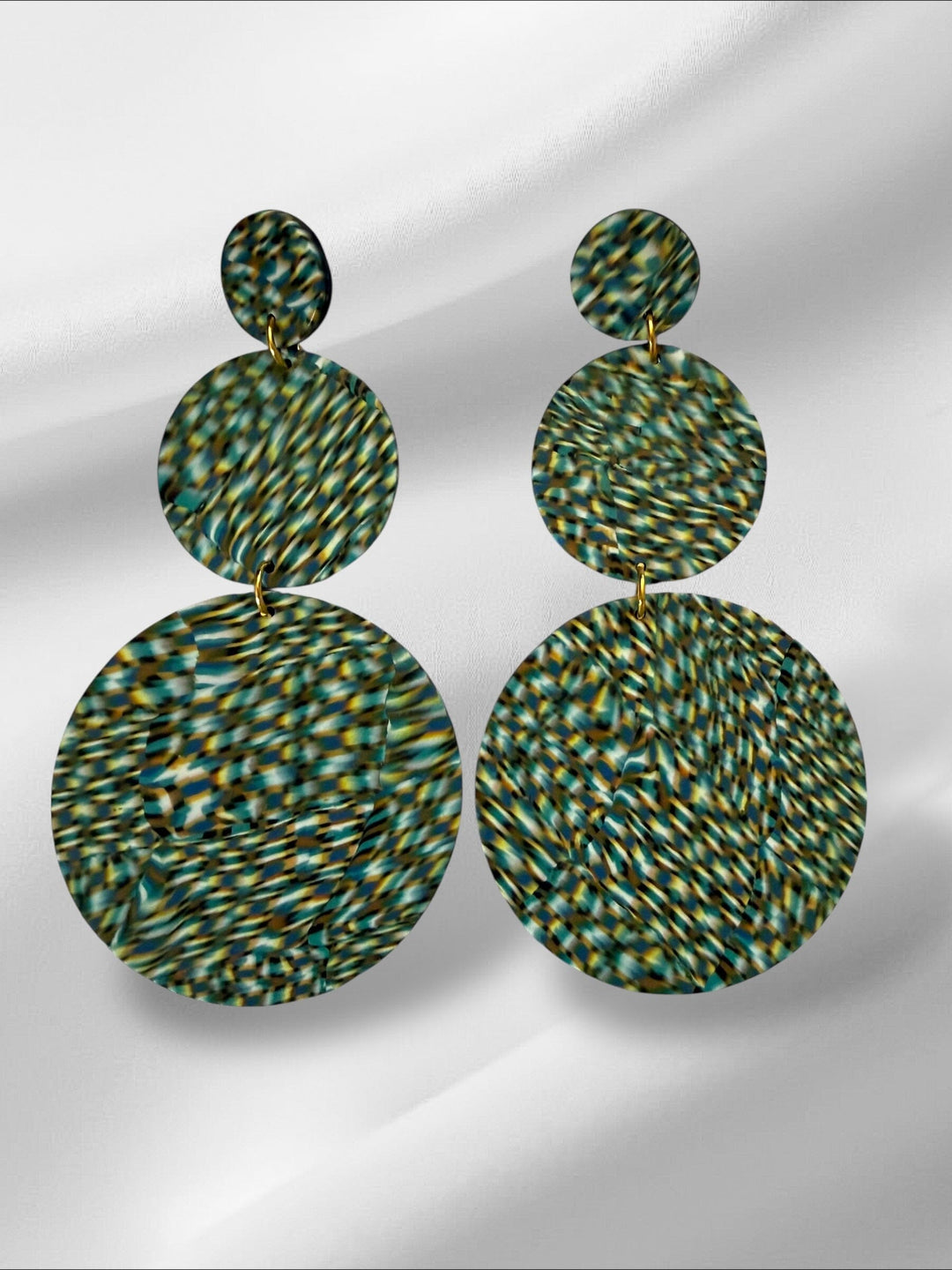 XL Blurry Signatures in Green Earrings Love Hand and Heart 