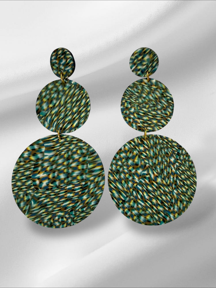 XL Blurry Signatures in Green Earrings Love Hand and Heart 