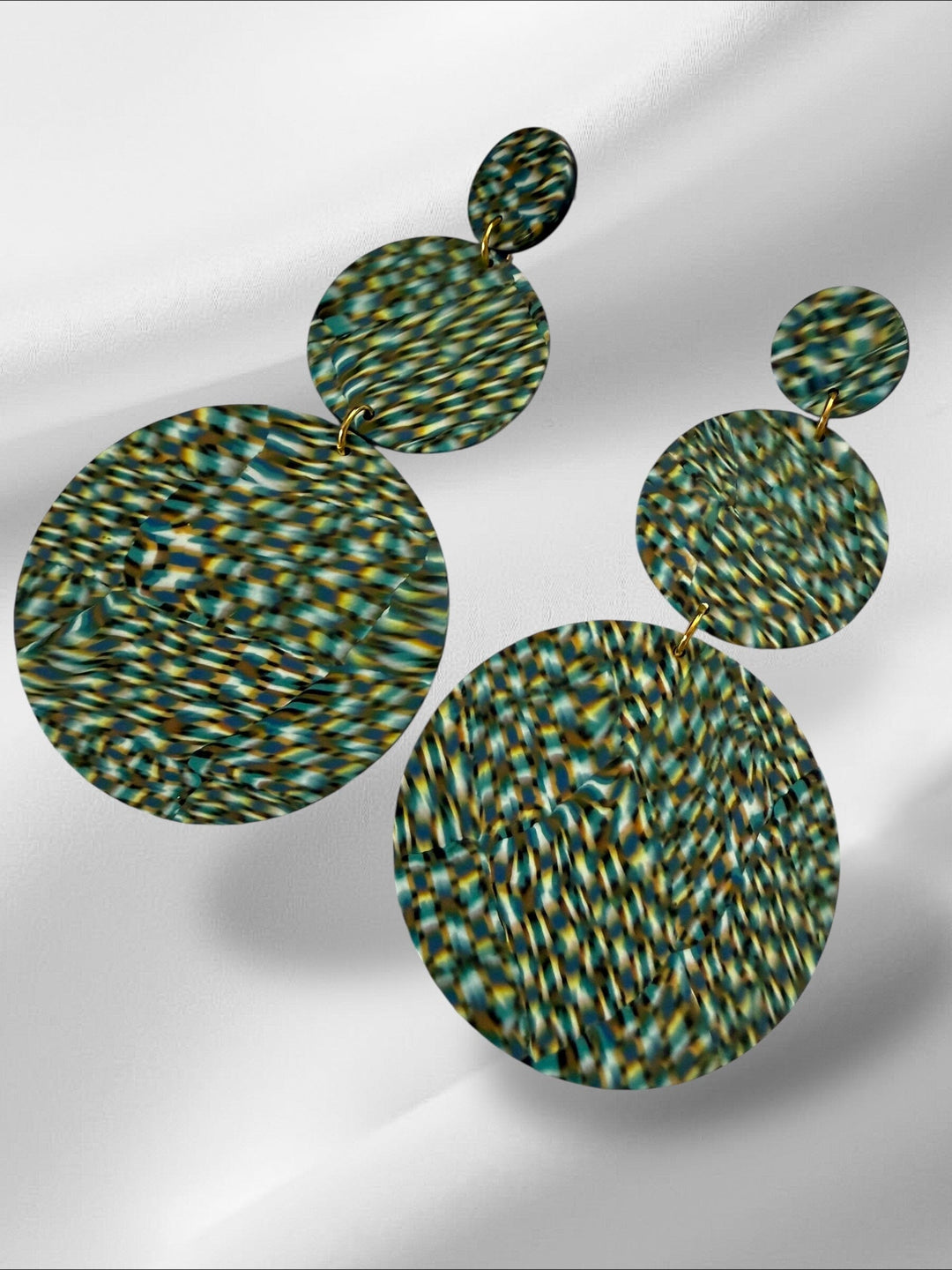 XL Blurry Signatures in Green Earrings Love Hand and Heart 