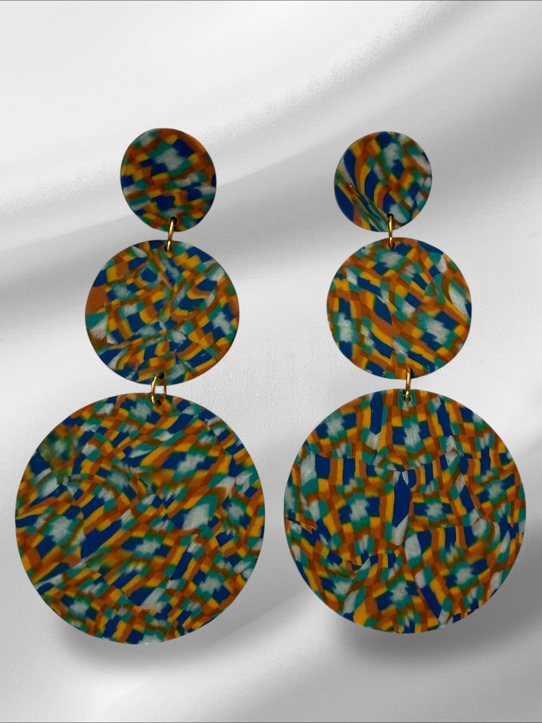 XL Blurry Signatures in Orange Earrings Love Hand and Heart 