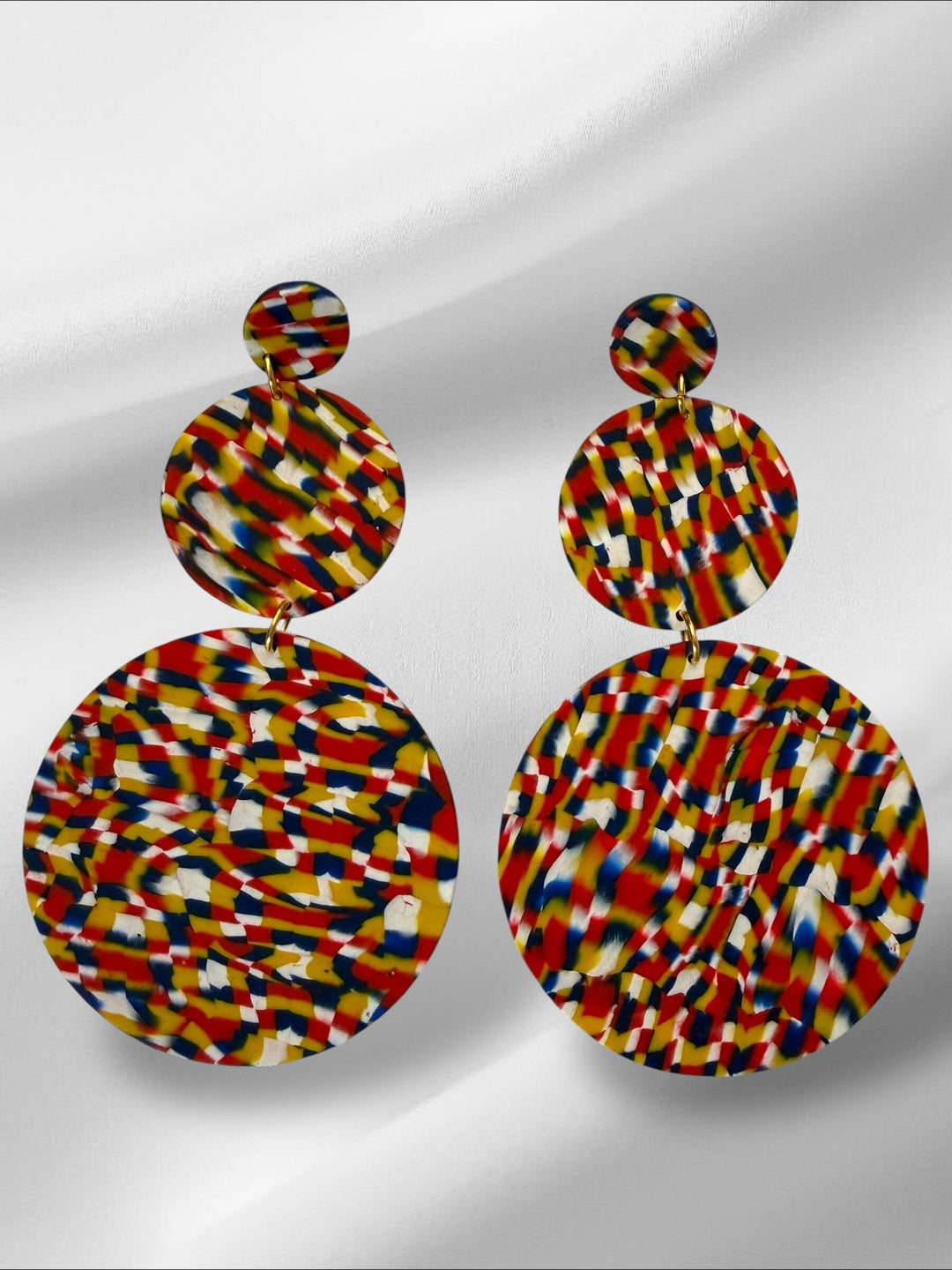 XL Blurry Signatures in Red Earrings Love Hand and Heart 