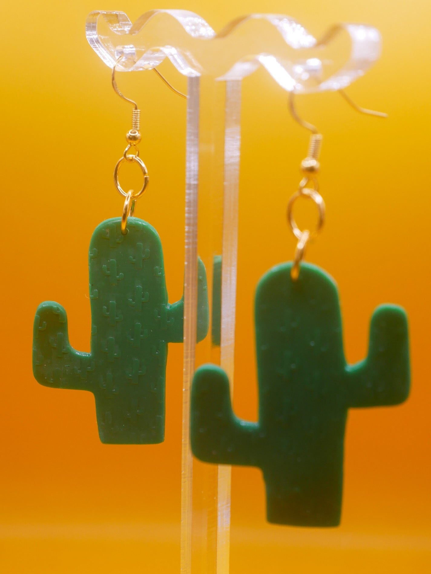 Cactus Dangles earrings Love Hand and Heart 