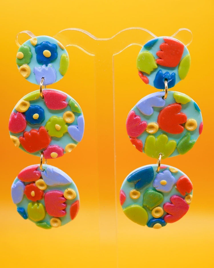 Floral Drops earrings Love Hand and Heart 