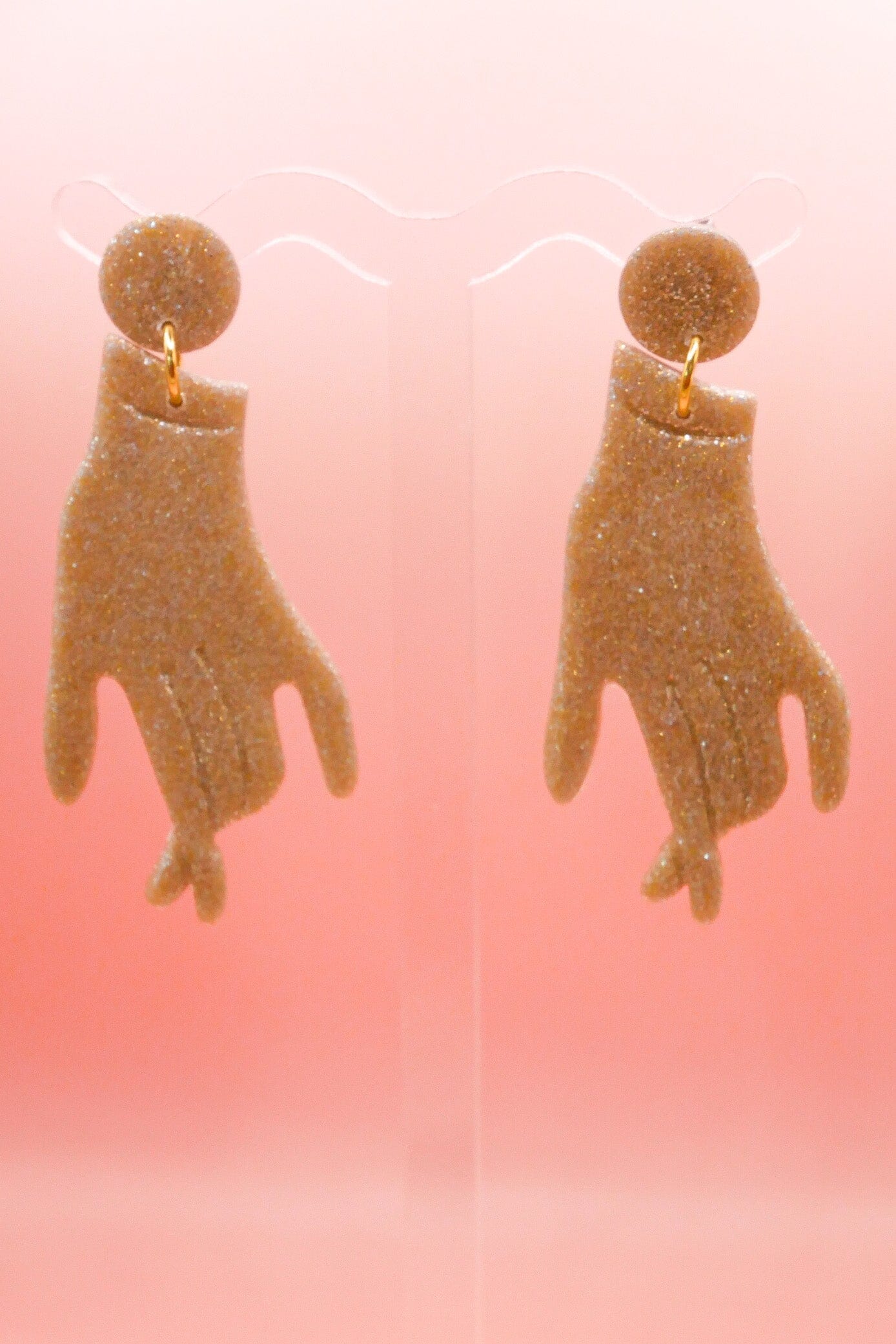 Golden Gloves earrings Love Hand and Heart 
