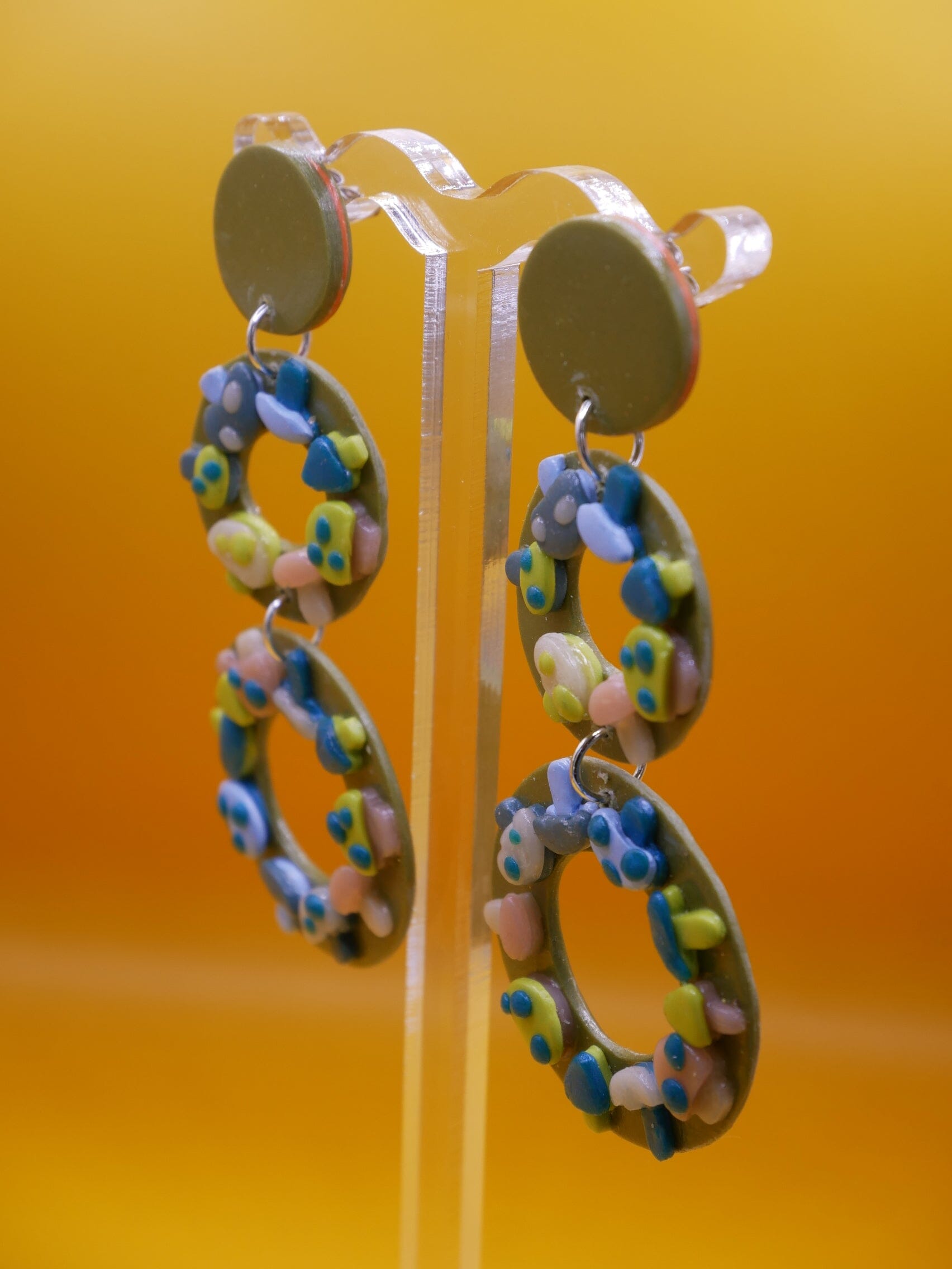 Mushie Mushrooms Green earrings Love Hand and Heart 