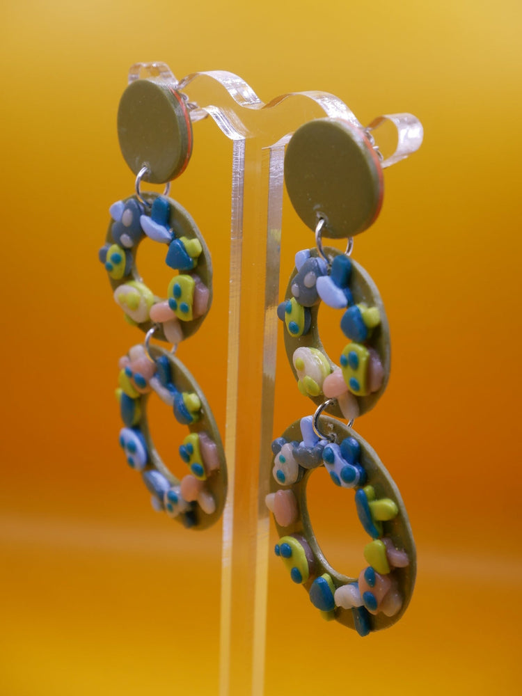 Mushie Mushrooms Green earrings Love Hand and Heart 