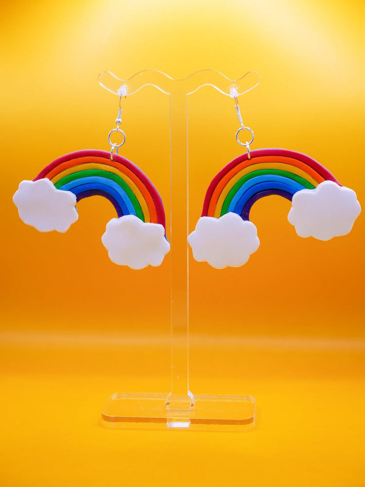 Rainbow Cloud Earrings Hooks Love Hand and Heart 