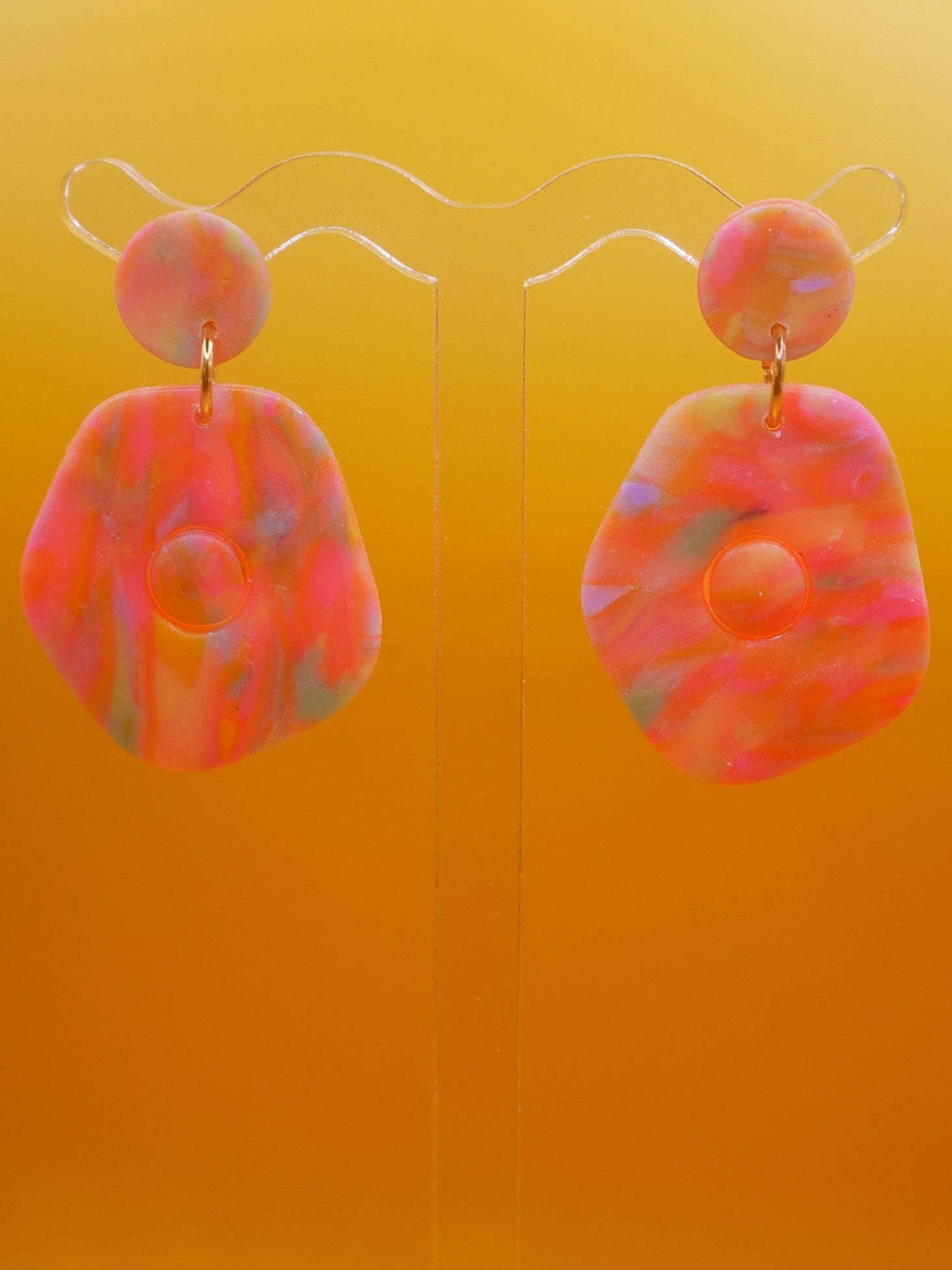 Rainbow Sorbet Egg Drops earrings Love Hand and Heart 