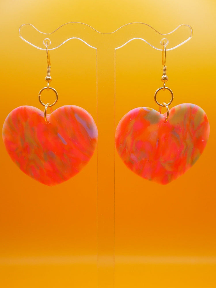 Rainbow Sorbet Hearts earrings Love Hand and Heart 