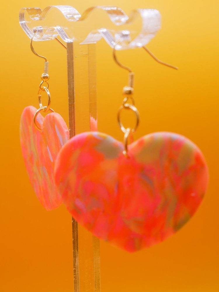 Rainbow Sorbet Hearts earrings Love Hand and Heart 