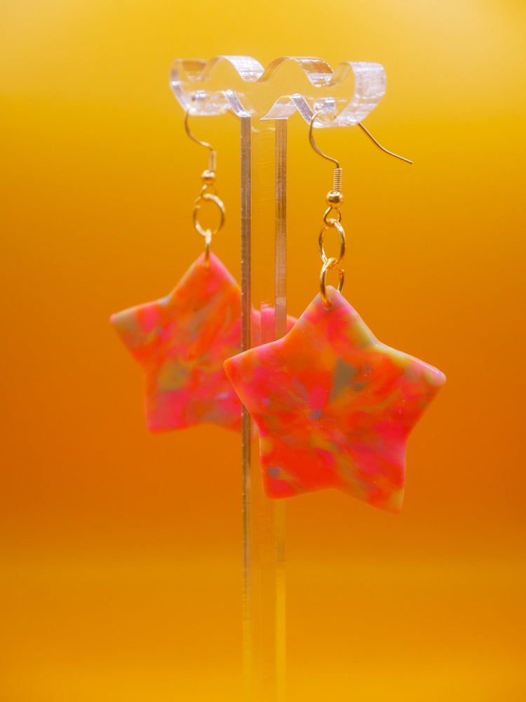 Rainbow Sorbet Stars earrings Love Hand and Heart 