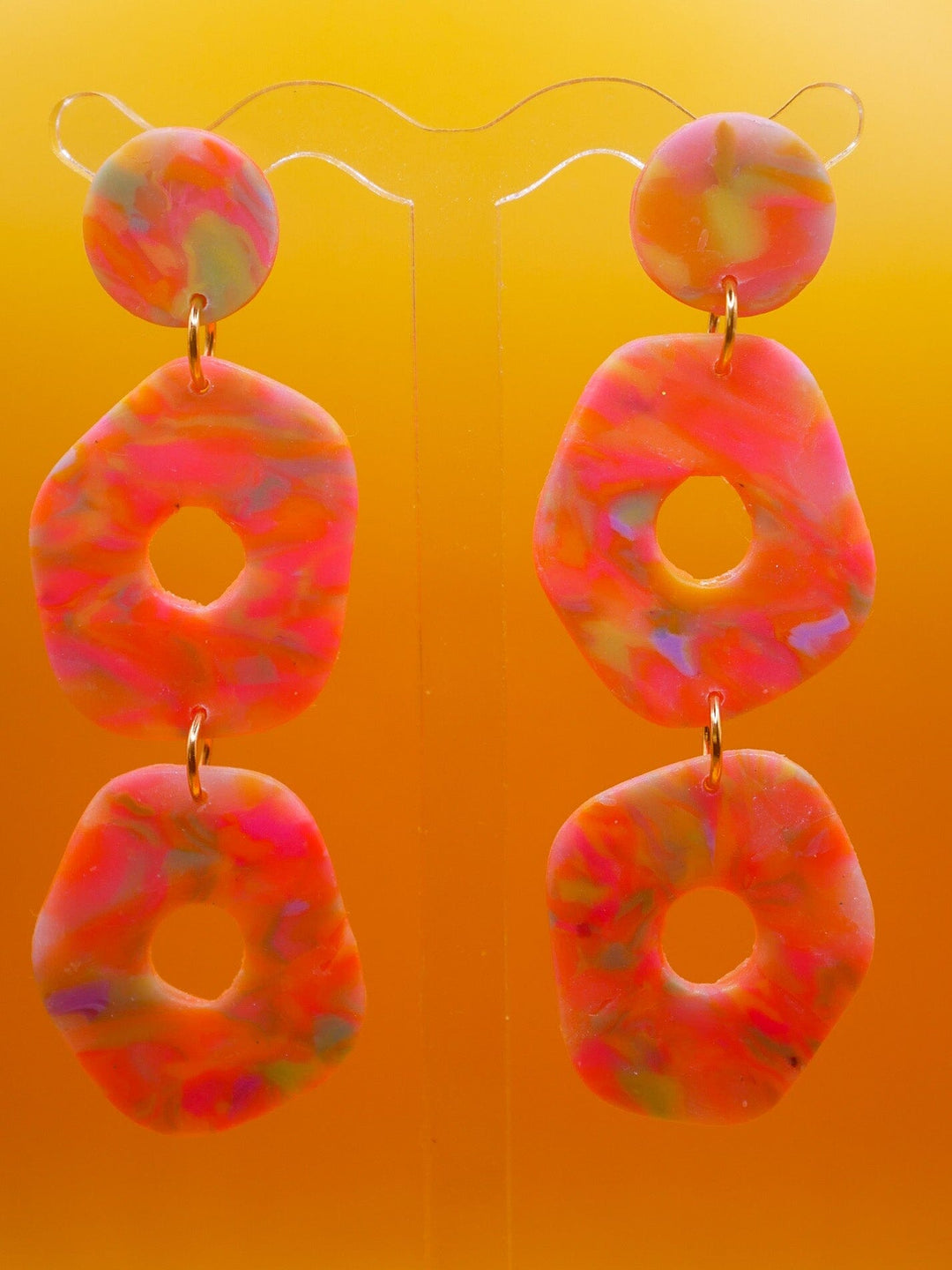 Rainbow Sorbet Stones (Two Tier) earrings Love Hand and Heart 