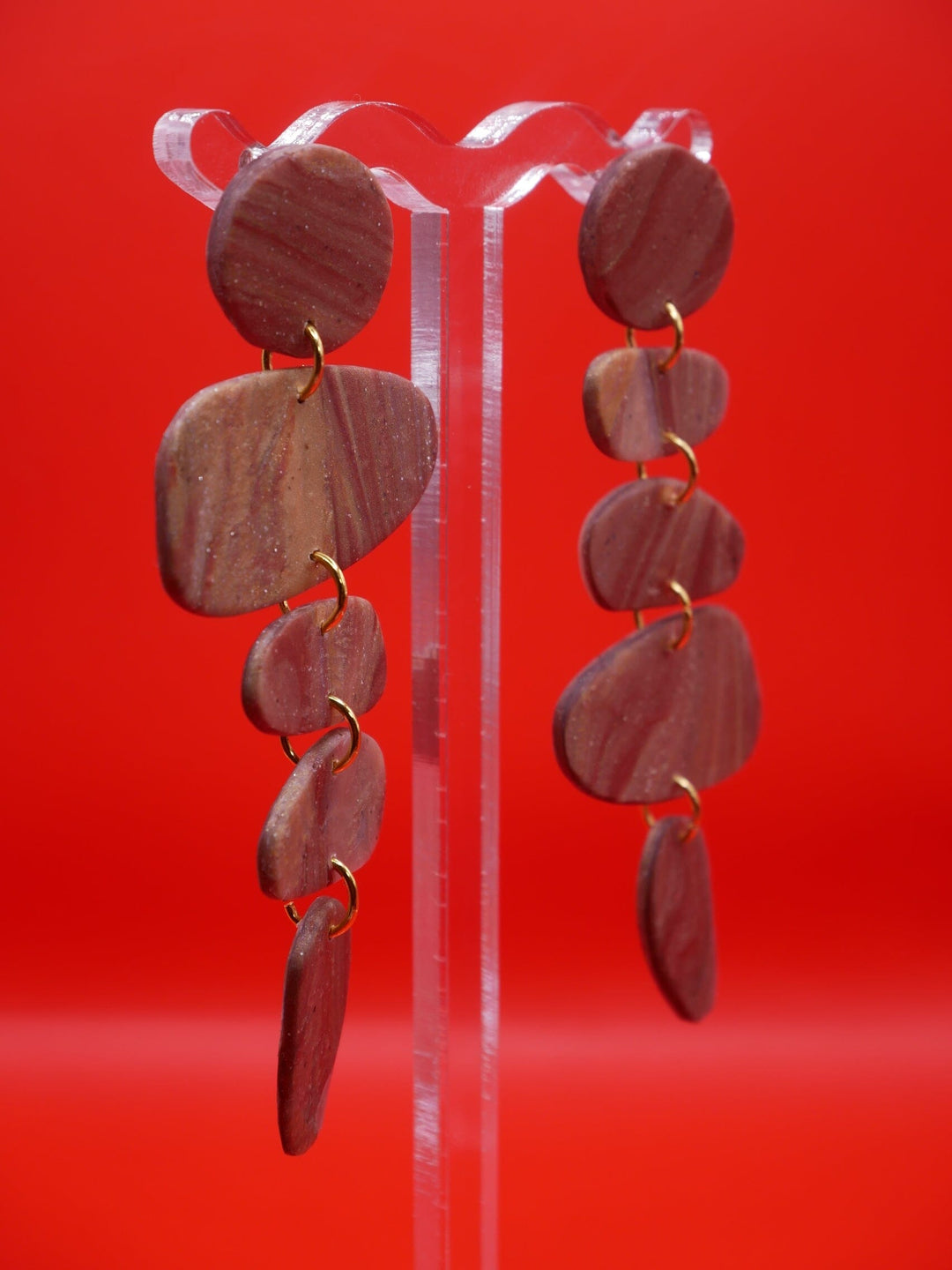 Red Rock Stones earrings Love Hand and Heart 