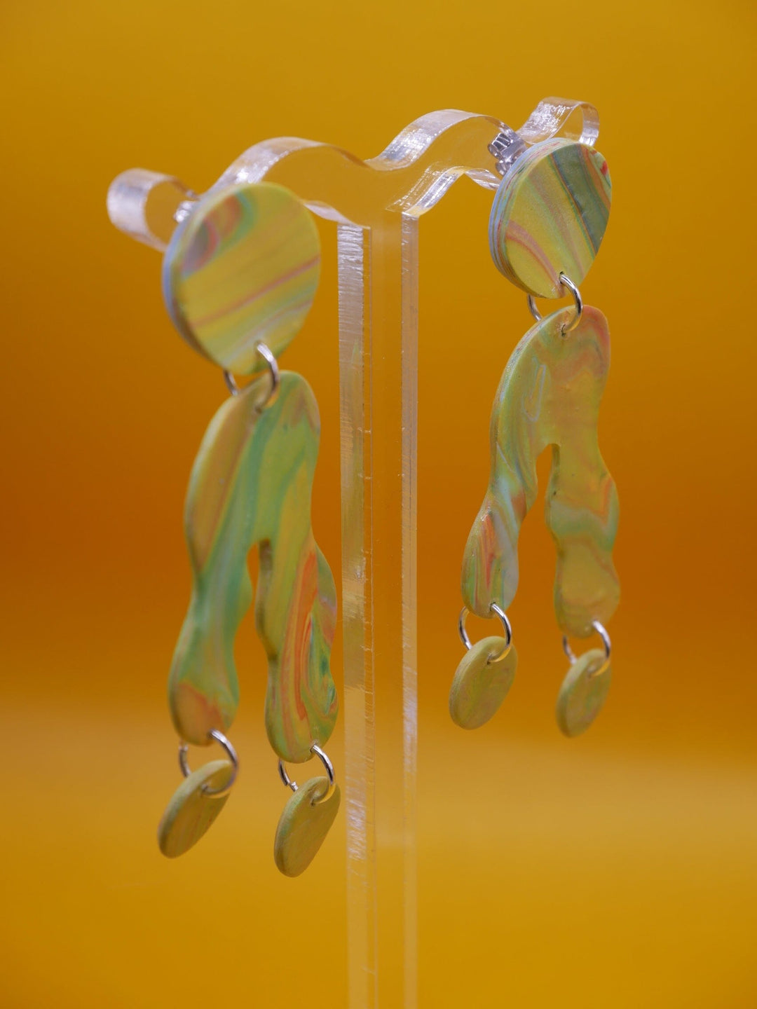 Squiggle Drops earrings Love Hand and Heart 