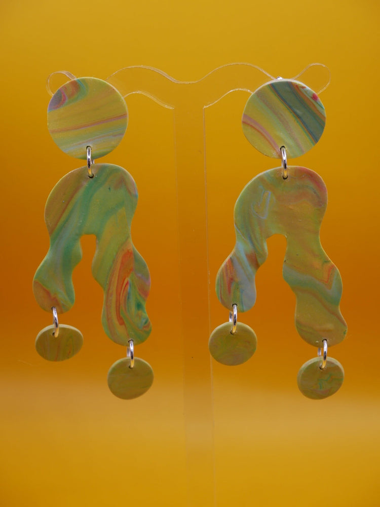 Squiggle Drops earrings Love Hand and Heart 
