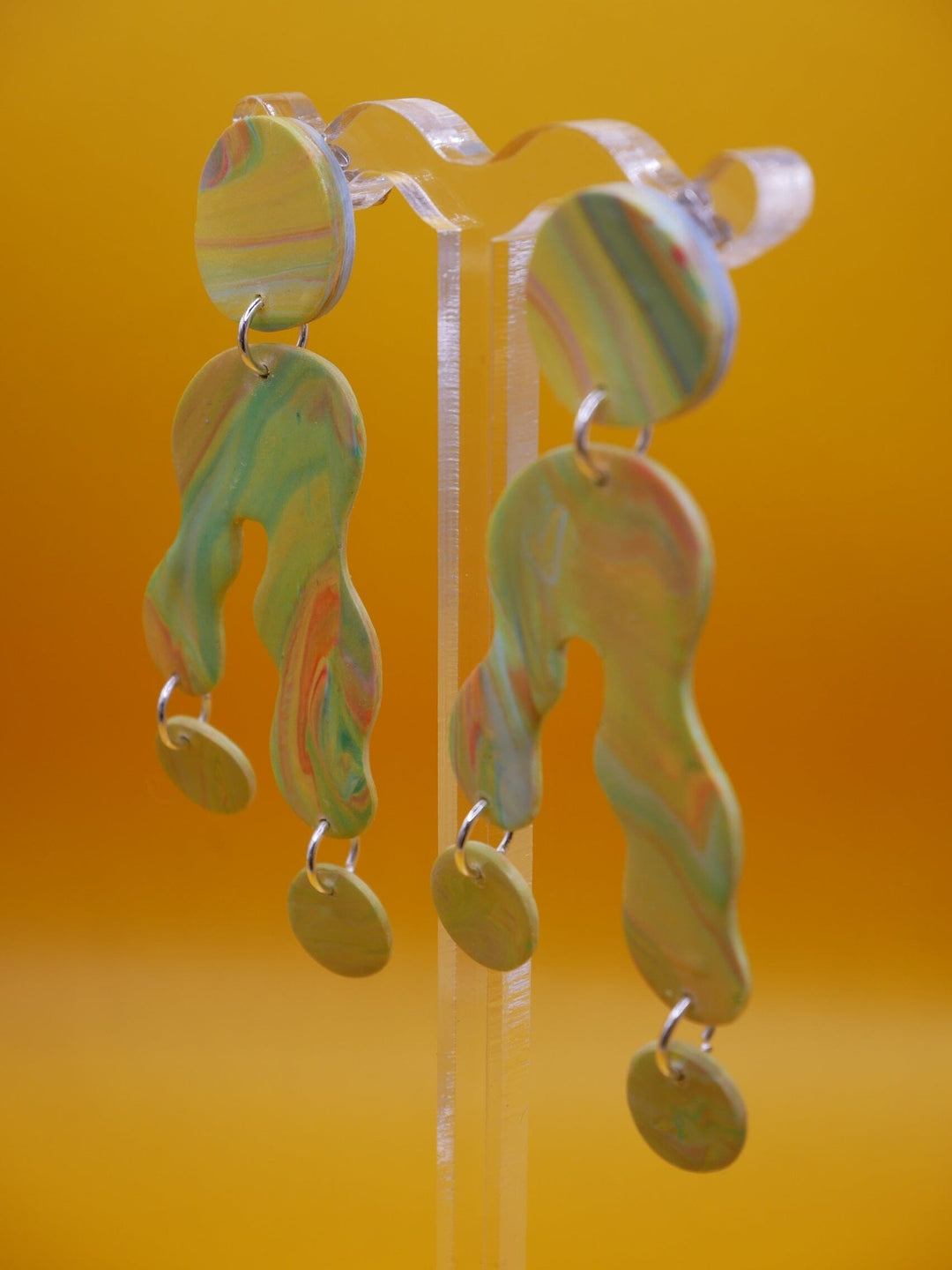 Squiggle Drops earrings Love Hand and Heart 