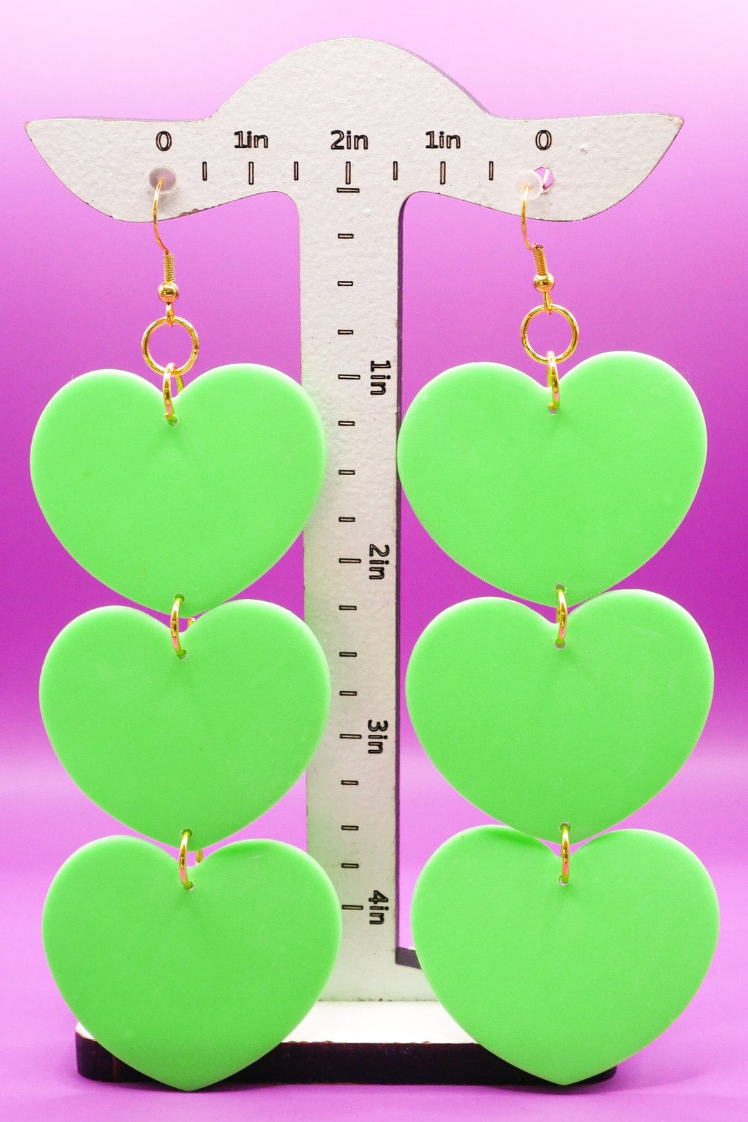 XL Mint Green Hearts Earrings Love Hand and Heart 