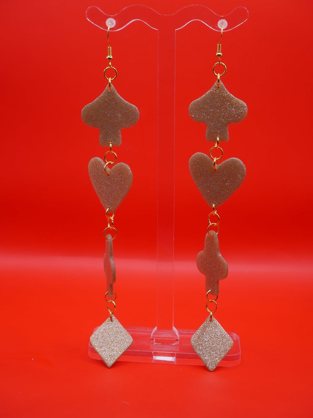 XL Playing Card Suit earrings Love Hand and Heart 